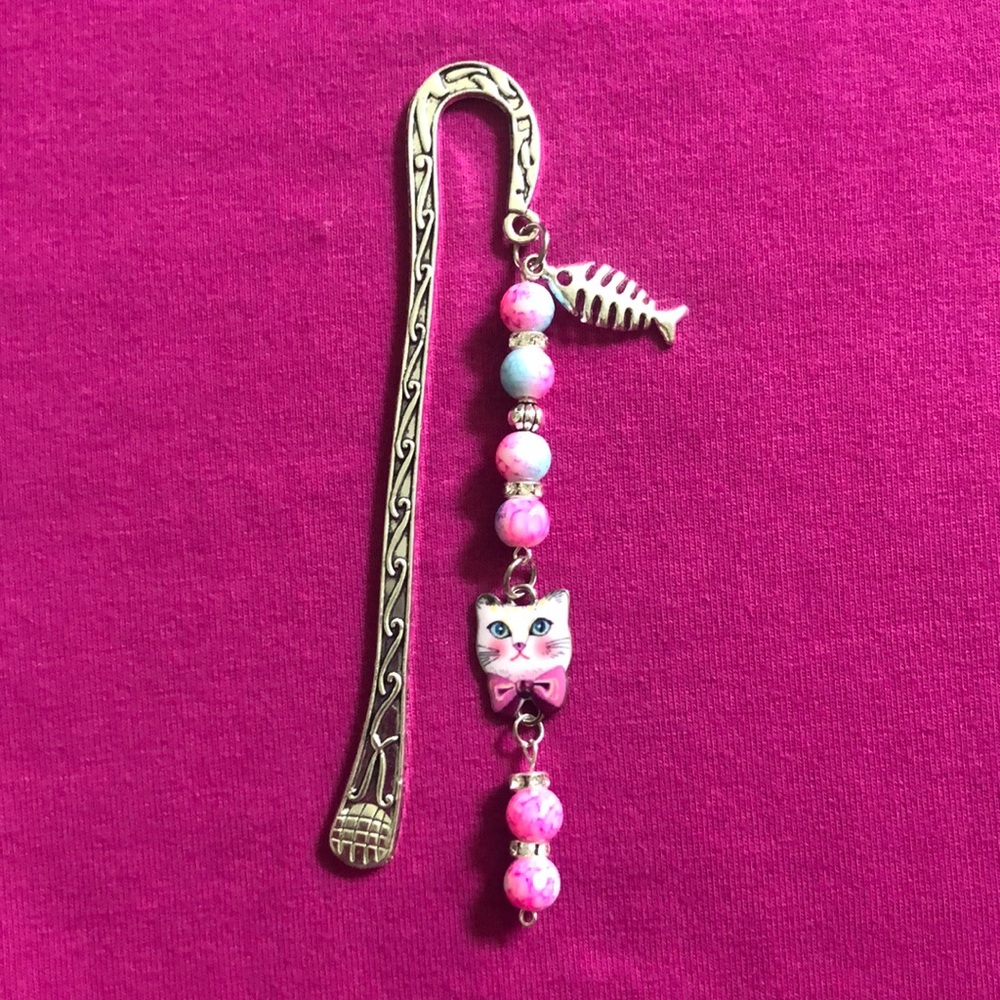 NWT, Handmade by A Charmed Life. Silver Two-Sided Bookmark with Swirl Etching